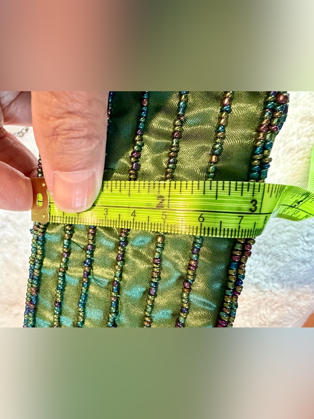 Handbag - Embellished Green Beaded for Evening or for Fun - also a shoulder bag! - Picture 12 of 16
